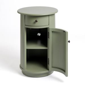 Avery Sage Green Wood Round Charging End Table