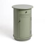 Avery Sage Green Wood Round Charging End Table
