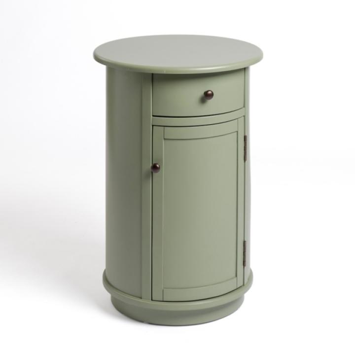 Avery Sage Green Wood Round Charging End Table