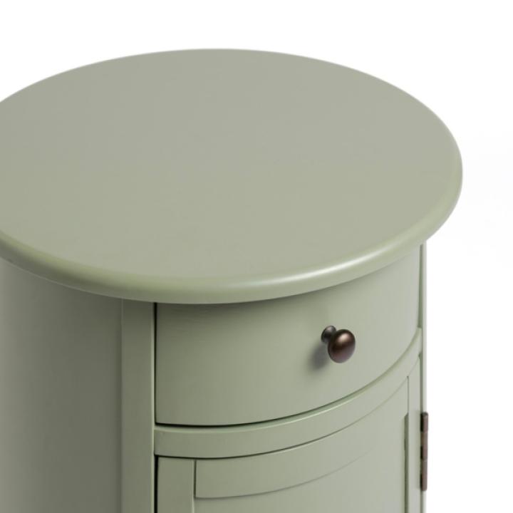 Avery Sage Green Wood Round Charging End Table