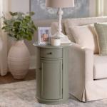 Avery Sage Green Wood Round Charging End Table