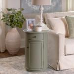 Avery Sage Green Wood Round Charging End Table