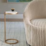 Round Aged Gold and Marble Accent Table
