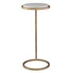 Round Aged Gold and Marble Accent Table