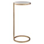 Round Aged Gold and Marble Accent Table