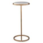 Round Aged Gold and Marble Accent Table