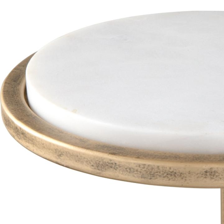 Round Aged Gold and Marble Accent Table
