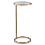 Round Aged Gold and Marble Accent Table