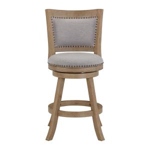Gray Linen and Driftwood Swivel Counter Stool