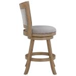 Gray Linen and Driftwood Swivel Counter Stool
