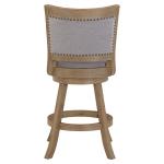 Gray Linen and Driftwood Swivel Counter Stool