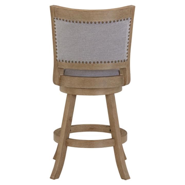 Gray Linen and Driftwood Swivel Counter Stool