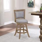Gray Linen and Driftwood Swivel Counter Stool
