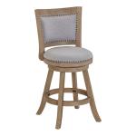 Gray Linen and Driftwood Swivel Counter Stool