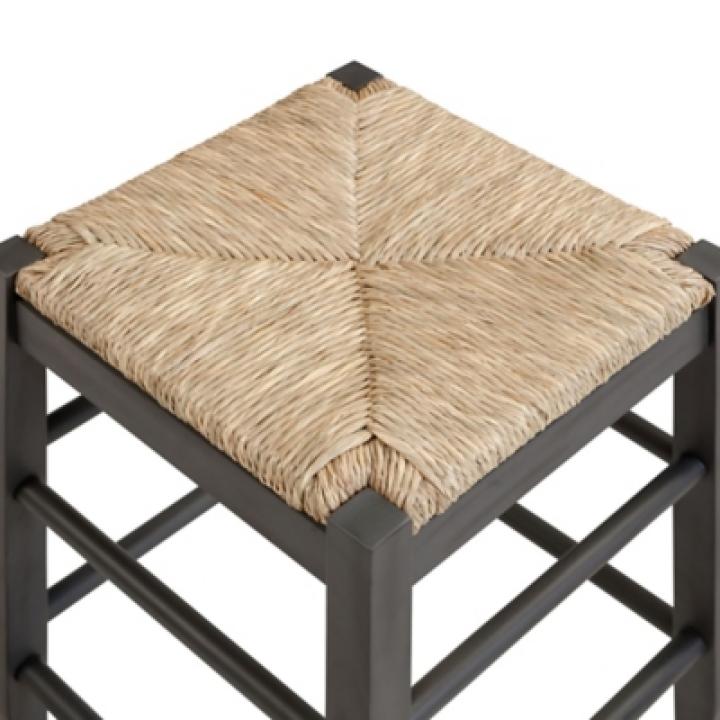 Gray Handwoven Square Wooden Counter Stool
