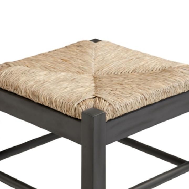 Gray Handwoven Square Wooden Counter Stool