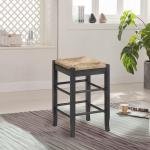 Gray Handwoven Square Wooden Counter Stool