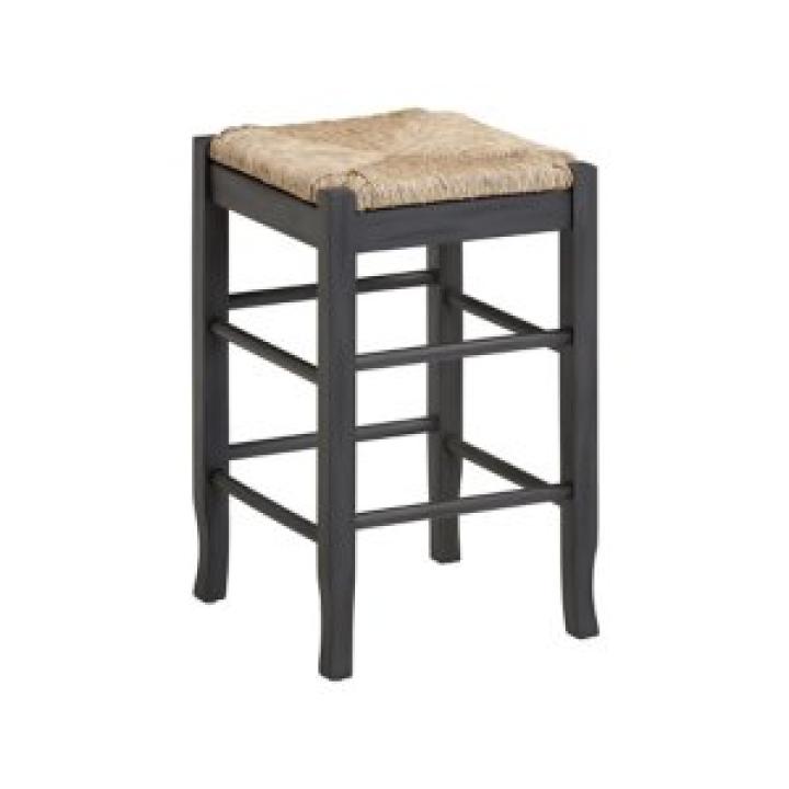 Gray Handwoven Square Wooden Counter Stool