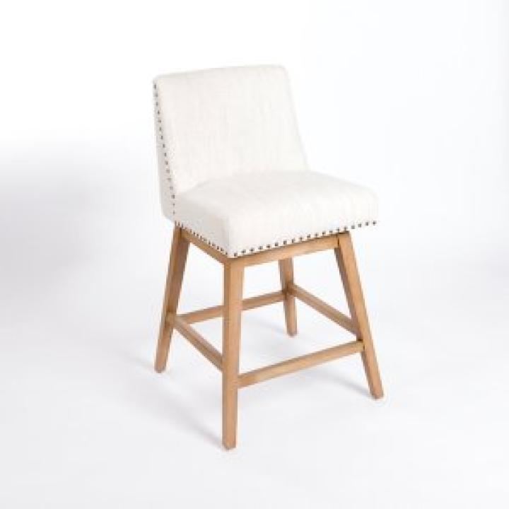 Cream Upholstered Mia Swivel Counter Stool