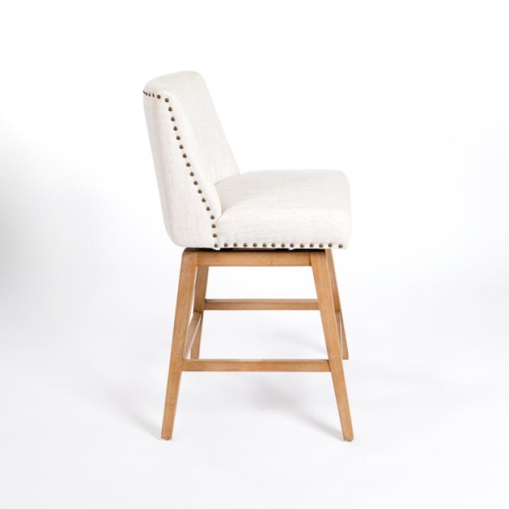 Cream Upholstered Mia Swivel Counter Stool