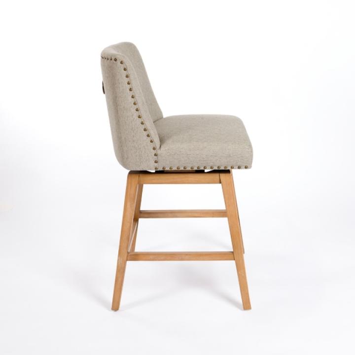 Gray Upholstered Mia Swivel Counter Stool