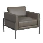 Gray Faux Leather Black Metal Accent Chair