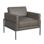 Gray Faux Leather Black Metal Accent Chair