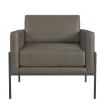 Gray Faux Leather Black Metal Accent Chair