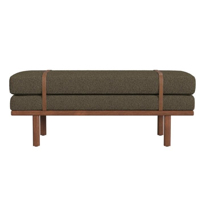 Brown Boucle Brown Faux Leather Bench