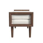 Ivory Boucle Walnut Wood Bench