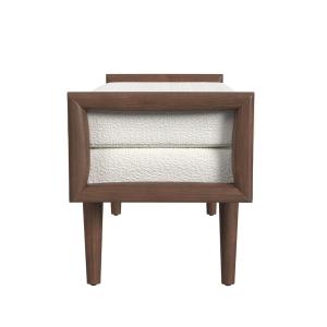 Ivory Boucle Walnut Wood Bench