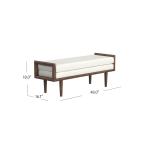 Ivory Boucle Walnut Wood Bench