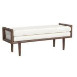 Ivory Boucle Walnut Wood Bench