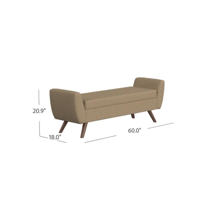 Brown Boucle Modern Storage Bench
