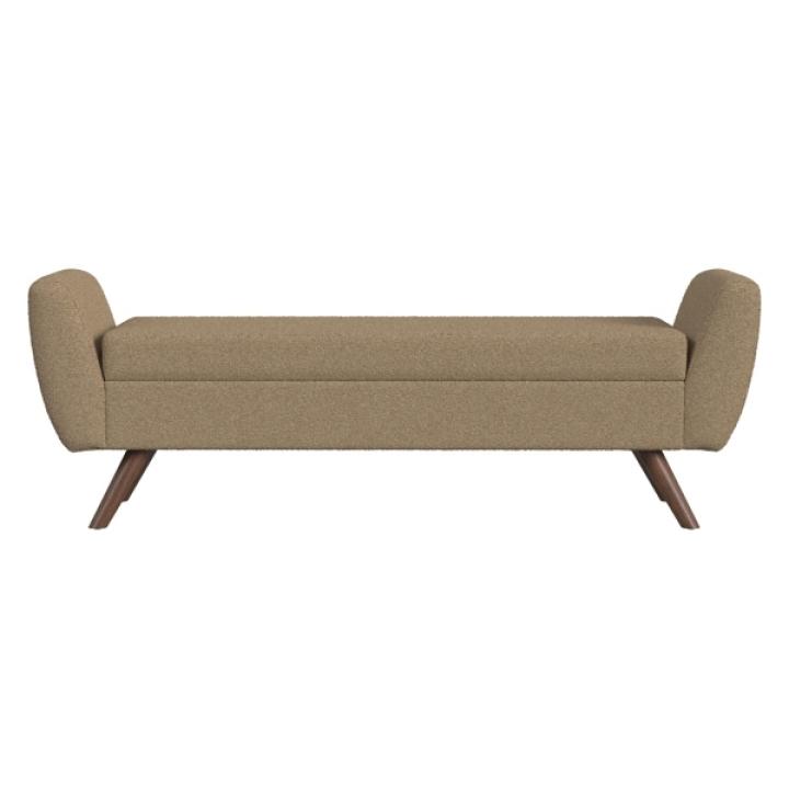 Brown Boucle Modern Storage Bench