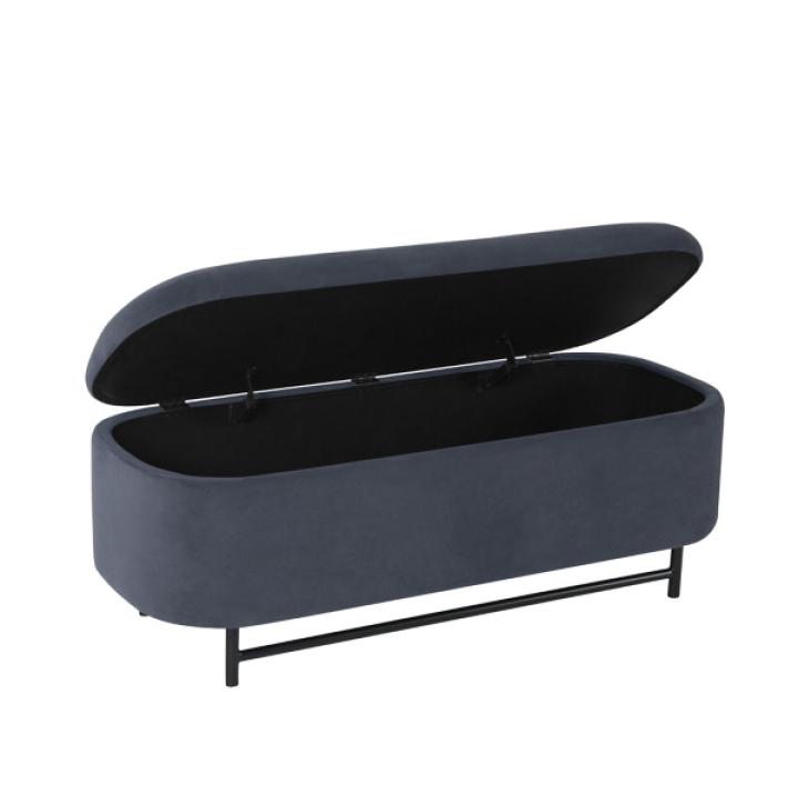 Blue Velvet Metal Storage Bench