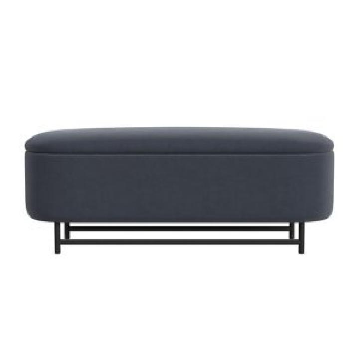 Blue Velvet Metal Storage Bench