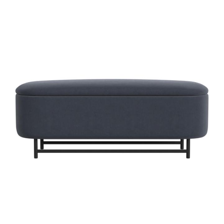 Blue Velvet Metal Storage Bench