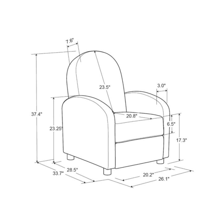 Light Blue Rounded Push Back Recliner