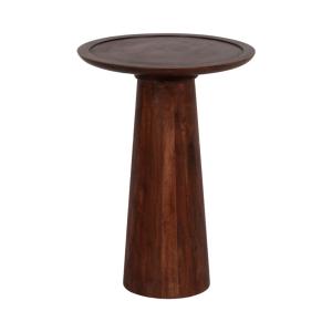 Brown Acacia Wood Pedestal Accent Table