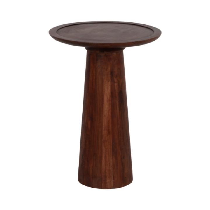 Brown Acacia Wood Pedestal Accent Table