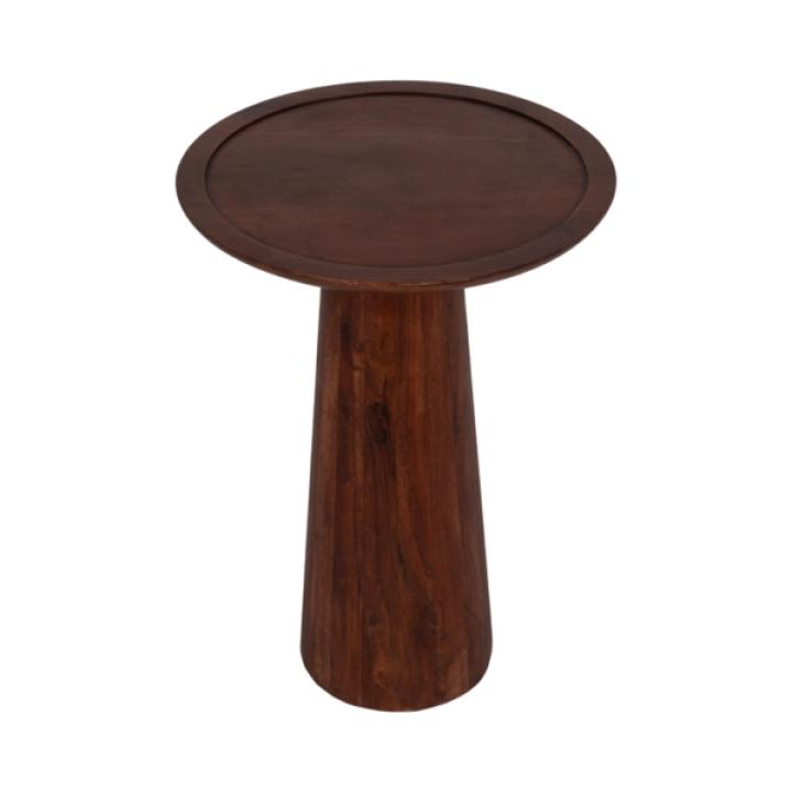 Brown Acacia Wood Pedestal Accent Table
