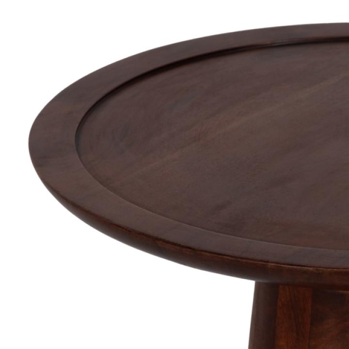 Brown Acacia Wood Pedestal Accent Table