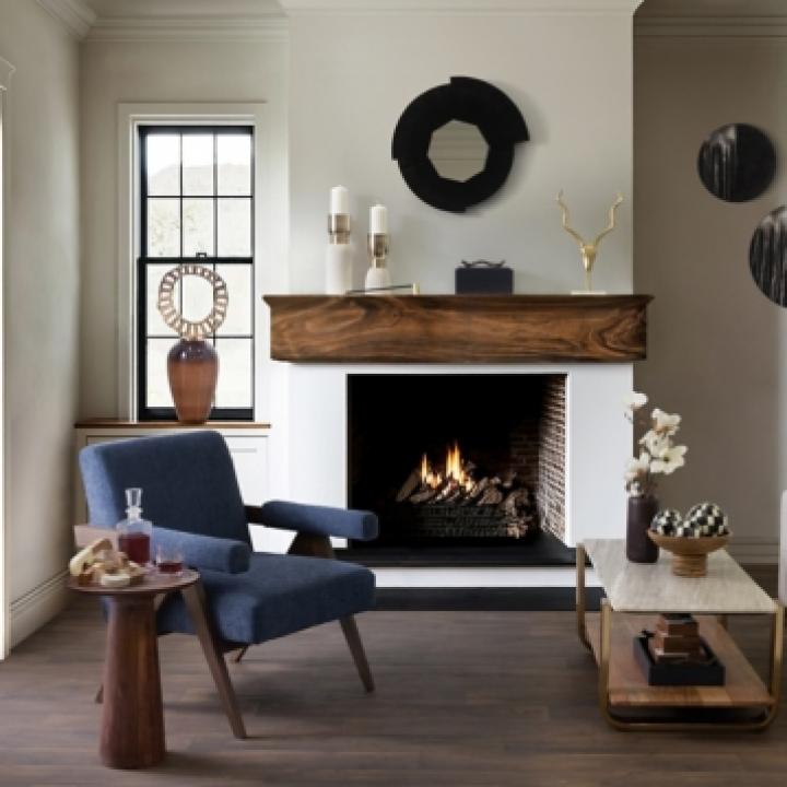 Brown Acacia Wood Pedestal Accent Table