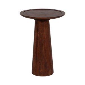 Brown Acacia Wood Pedestal Accent Table