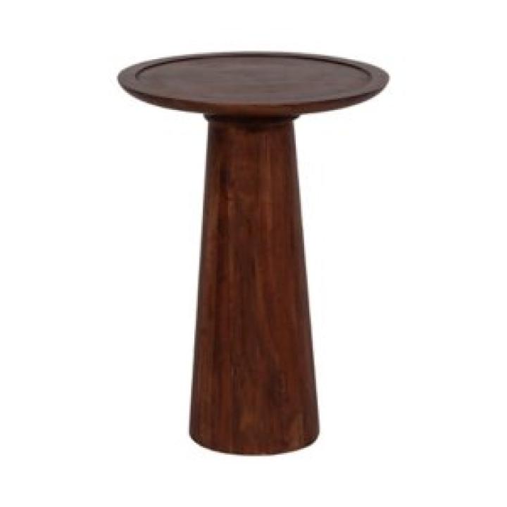 Brown Acacia Wood Pedestal Accent Table