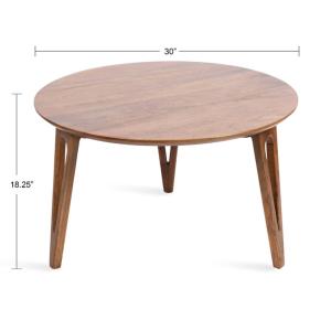 Walnut Brown Mango Wood Round Kershaw Coffee Table