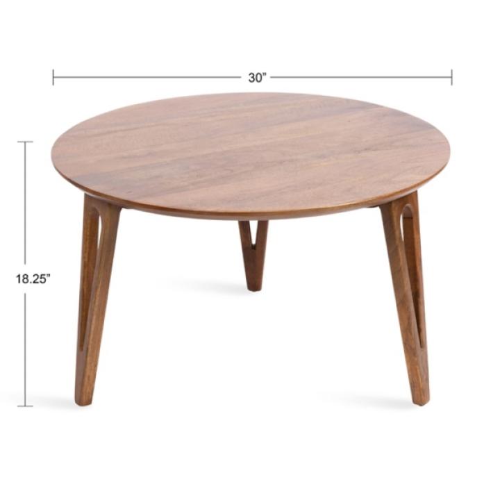 Walnut Brown Mango Wood Round Kershaw Coffee Table