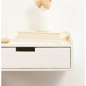 Distressed White Drawer Kitt Floating Side Table