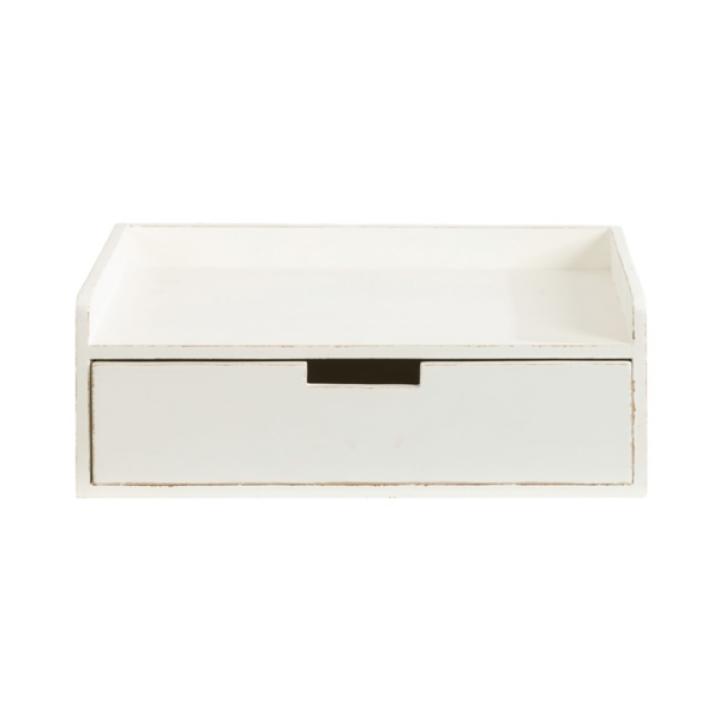 Distressed White Drawer Kitt Floating Side Table